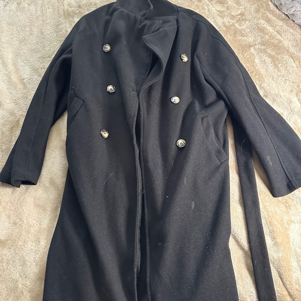 SHEIN Black Double-Breasted Coat